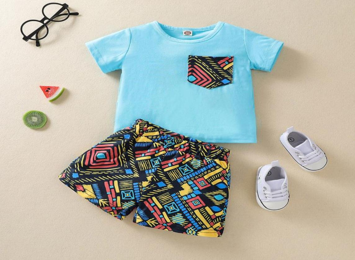 

Clothing Sets Baby Boy Clothes Infant Casual Toddler Solid Tshirt With Pocket Print Shorts 2pcs Set Children Summer OutfitsClothi5719692, White