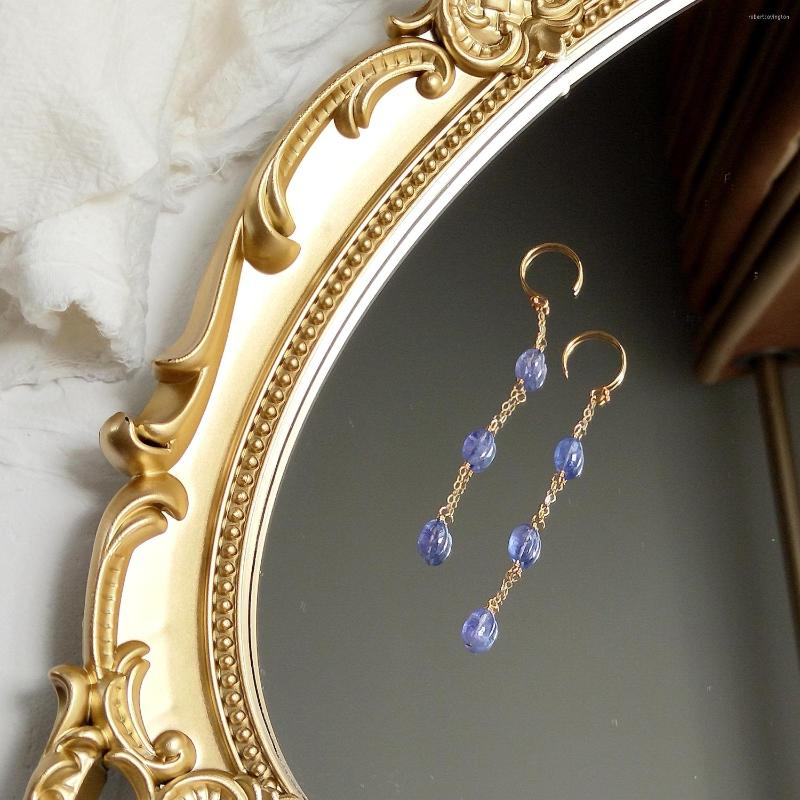 

Hoop Earrings Lii Ji Natural Tanzanite 14K Gold Filled Long Dangle Handmade Jewelry For Women Gift