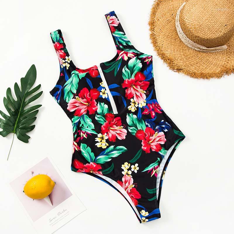 

Women' Swimwear 2022 One-piece Swimsuit With Zipper Sexy Retro Monokini Women Solid Printed Stripes Swimdress Summer Beachwear Bathing Suit