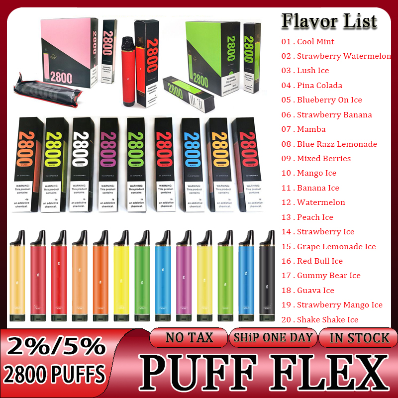 

disposables vapes Puff Flex 2800 Puffs Cigarette 2% 5% Disposable Vape Pen Device Puff 2800 1500mAh Battery 10ml Prefilled Cartridge Authentic Delivery Duty Paid