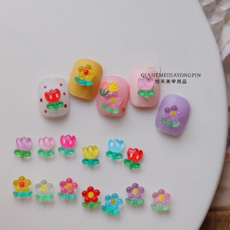 

Nail Art Decorations 20PCS INS Korean Style Cute Small 8MM Tulip Flowers Parts Colorful Resin Jewelry DIY Supplies Decoration Stickers
