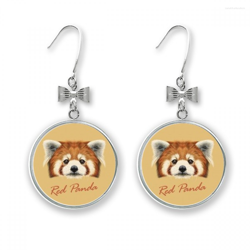 

Hoop Earrings Chestnut Red Panda Animal Bow Drop Stud Pierced Hook