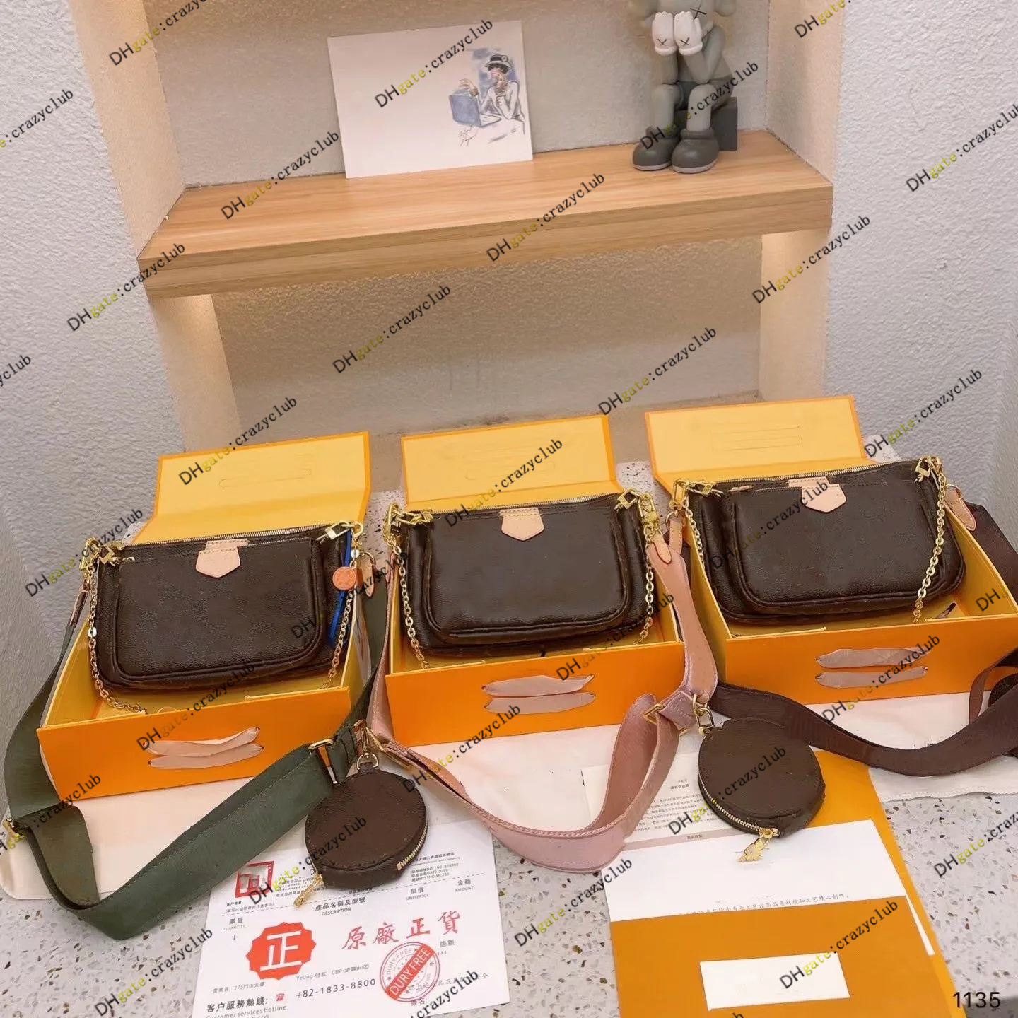 

LVs multi pochette Women Bags Handbag Original Box Purse clutch shoulder messenger cross body satchel purses 3pcs set louiseitys Purses Crossbody viutonity lvity, Red