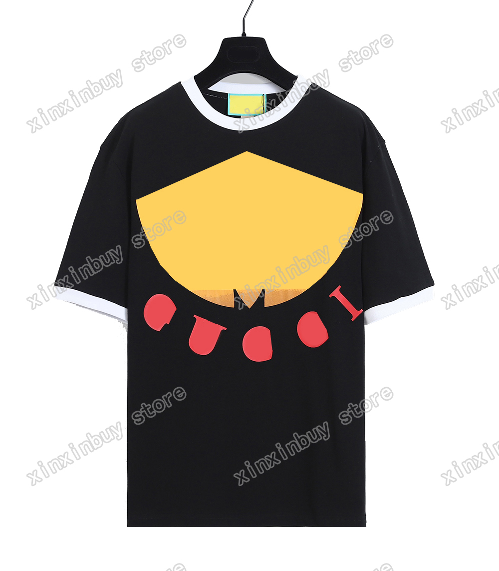 

xinxinbuy Men designer Tee t shirt Paris chest stripe letters print short sleeve cotton women white black Apricot XS-2XL, 01