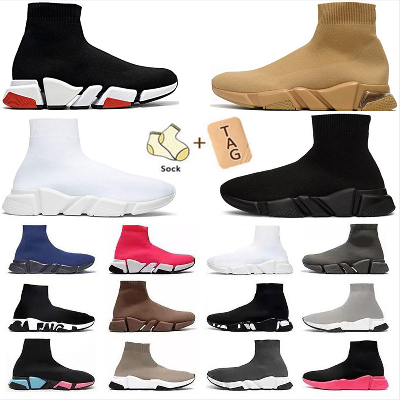 

Fashion Paris designer casual shoe socks shoes 2.0 black white red breathable men's and women's running shoes outdoor sports size 36-45 lopm, Box