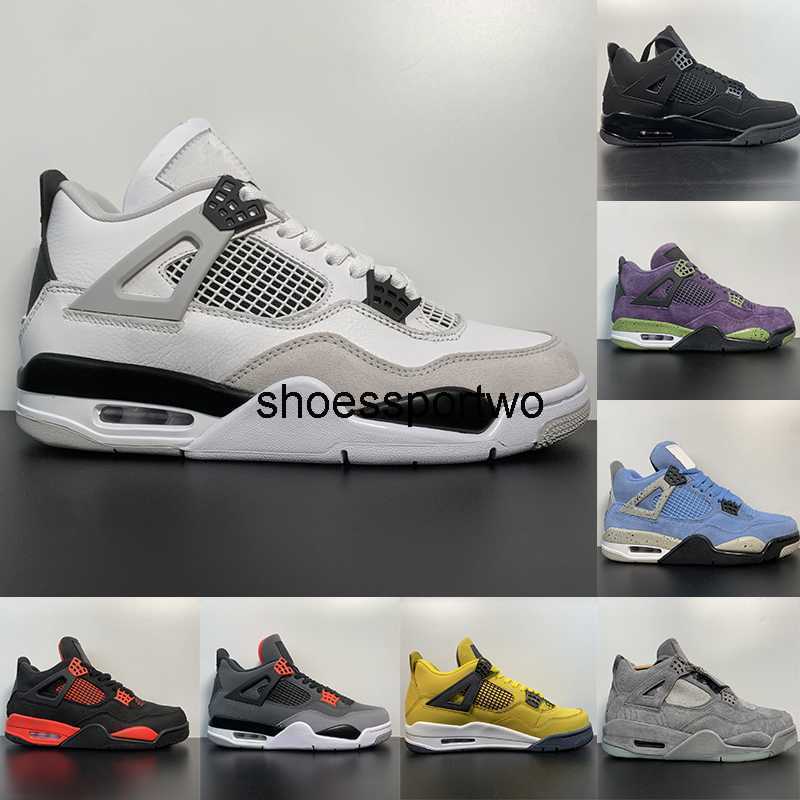 

High PK Version 4 4s Basketball Shoes Infrared Military Black Cat Canyon Purple Zen Master University Blue Sail Red Thunder Sneakers With, White cement