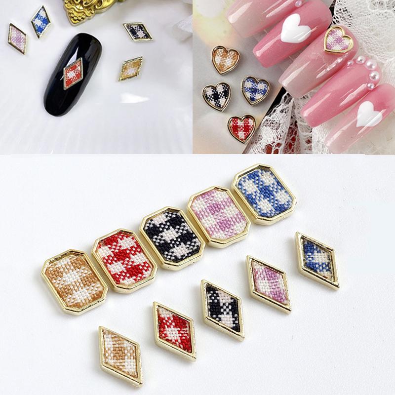

Nail Art Decorations 10 PCS/Lot Metal Alloy Cloth Winter Korean Trendy Heart Rhombus Accessories DIY Crystal Diamond B237