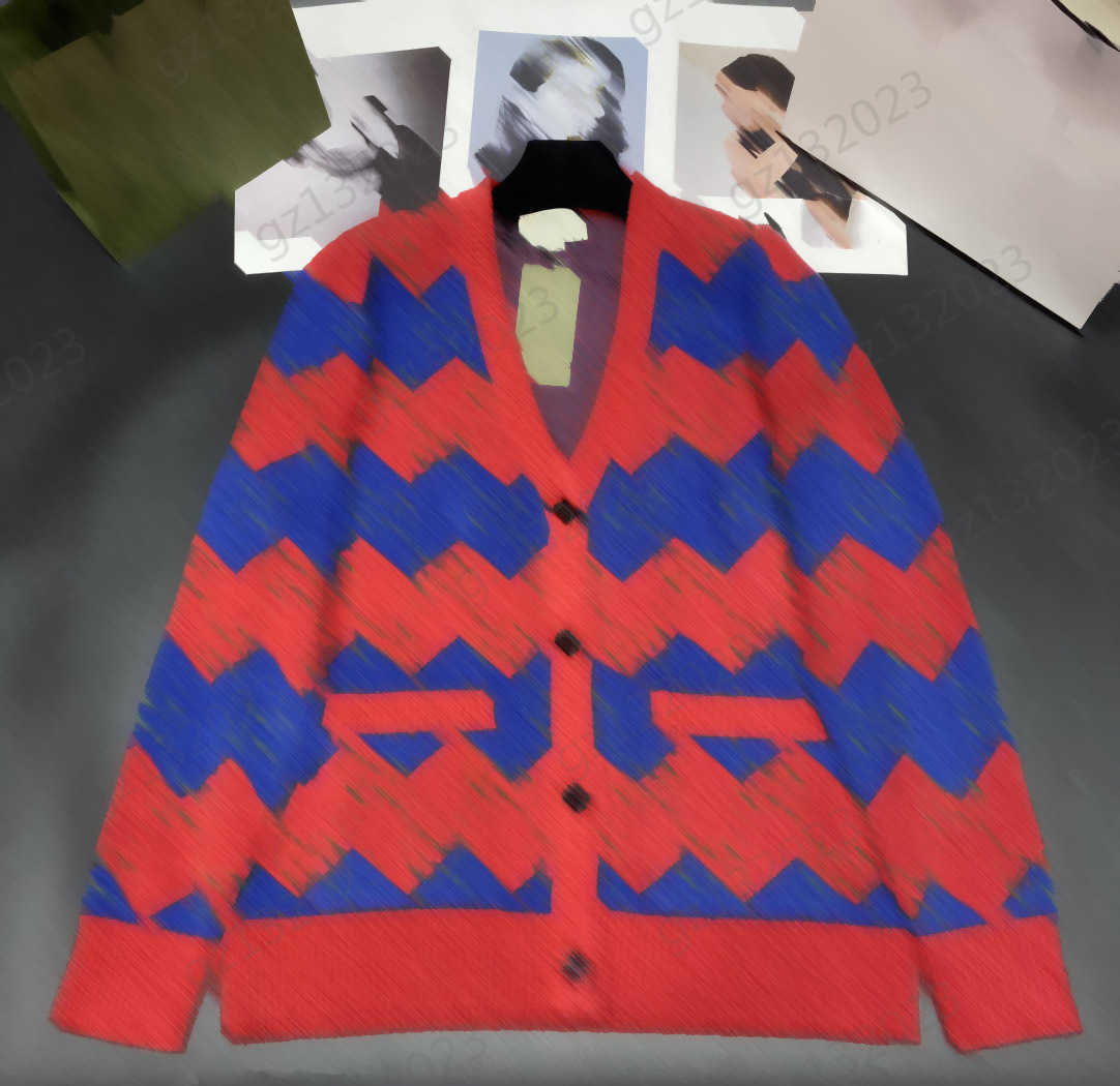 

Cardigans Womens Sweaters Double G Letter Print Wavy Stripe V-neck Long Sleeves Knitted Cardigan Button Pocket Silhouette Loose Warm Knitwear Women Apparel