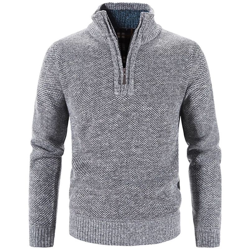 

QNPQYX Winter Men's Fleece Thicker Sweater Half Zipper Turtleneck Warm Pullover Quality Male Slim Knitted Wool Sweaters for Spring