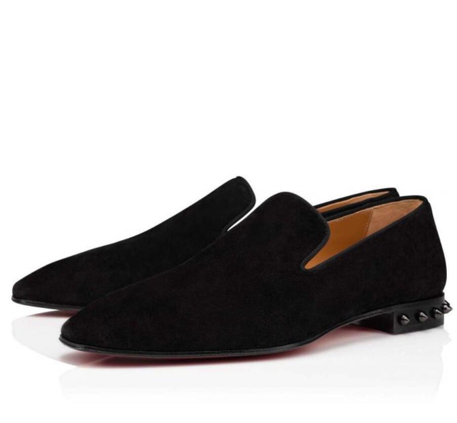 Robe de luxe Robe chaussure oxfords talons bas chaussures rouges semelles marquees talons pointes oxford chaussures plates velours noir avec glis