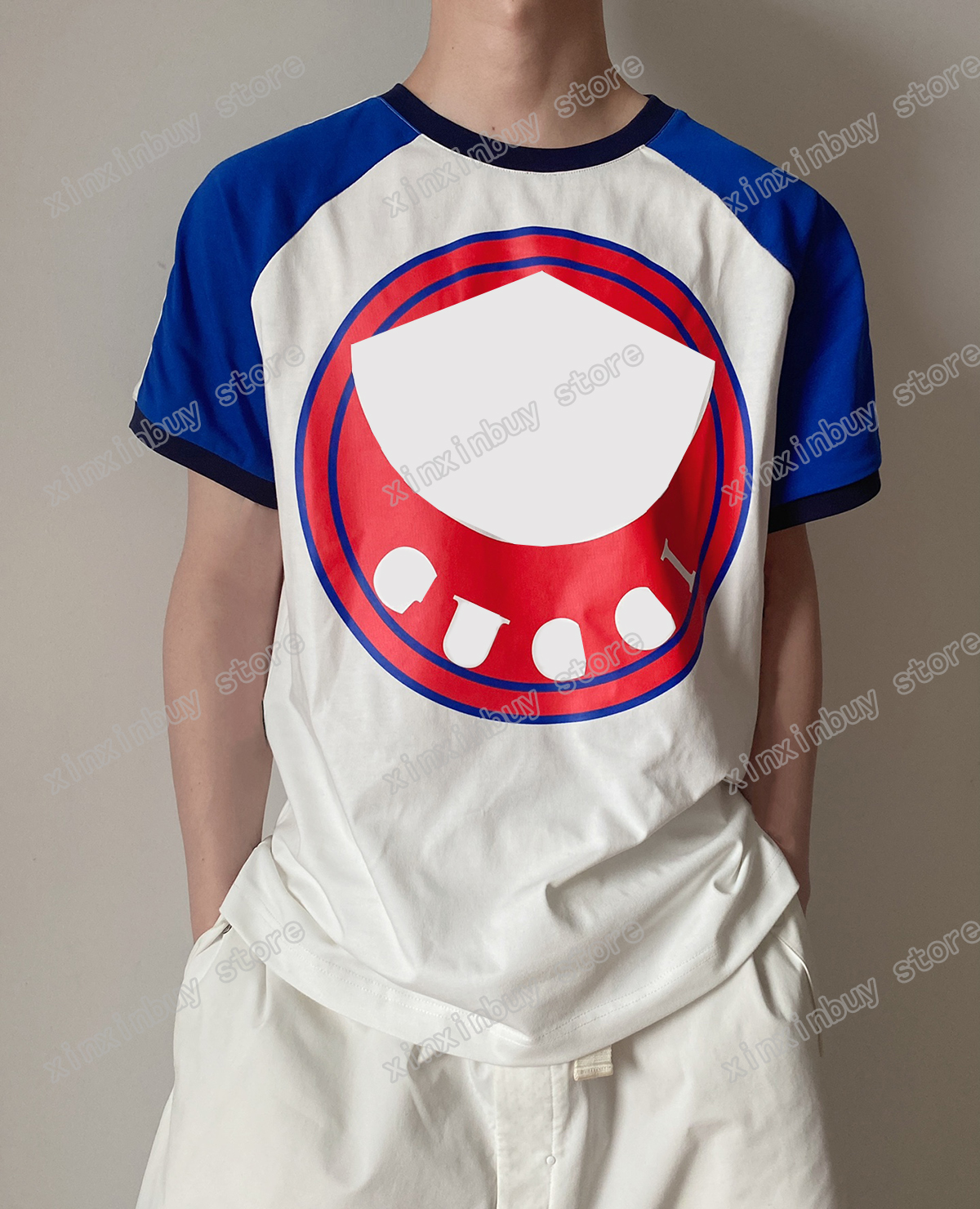 

xinxinbuy Men designer Tee t shirt Paris chest stripe letters print short sleeve cotton women white black blue S-2XL, 01