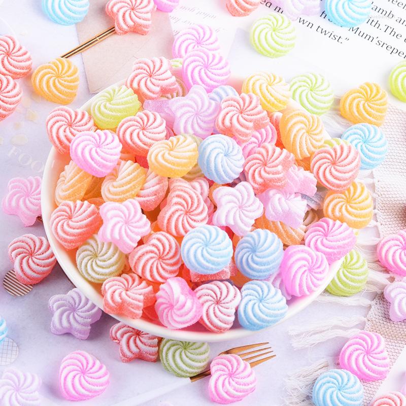

Nail Art Decorations Trendy Kawaii Simulation Candy Designs Round Heart Stars Creative Resin Decoration Nails Charms Supply 20Pcs/Bag
