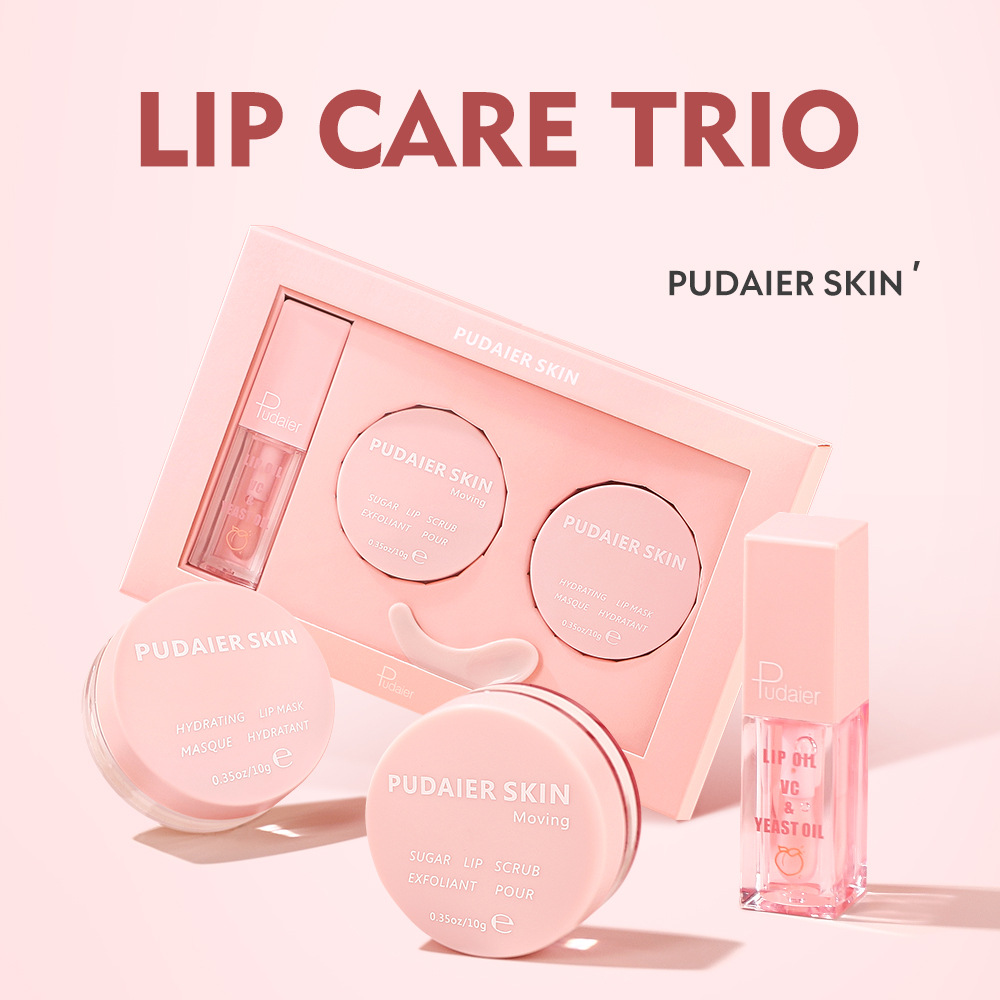 

Pudaier Lip Care Balm Set Exfoliator Scrub Sleep Mask Hydrated Maintenance Cream Nourish Protect Lip Oil