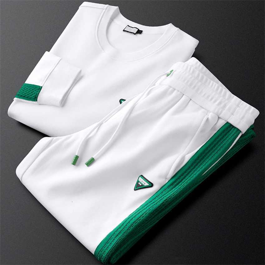 

Branded tracksuits autumn new casual sports suit men's knitted and wo couple's sweater two-piece set, White