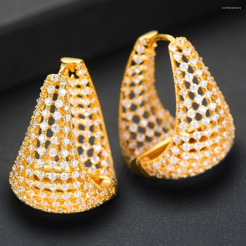 

Hoop Earrings LARRAURI Fashion Cubic Zircon Trendy Charms DUBAI Big Round Statement Earring For Women Wedding Jewelry