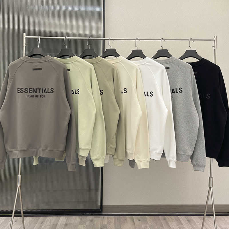 

Fear god mens hoodies double line letter Meichao men's and women's high street round neck Pullover Sweater, Black crew neck