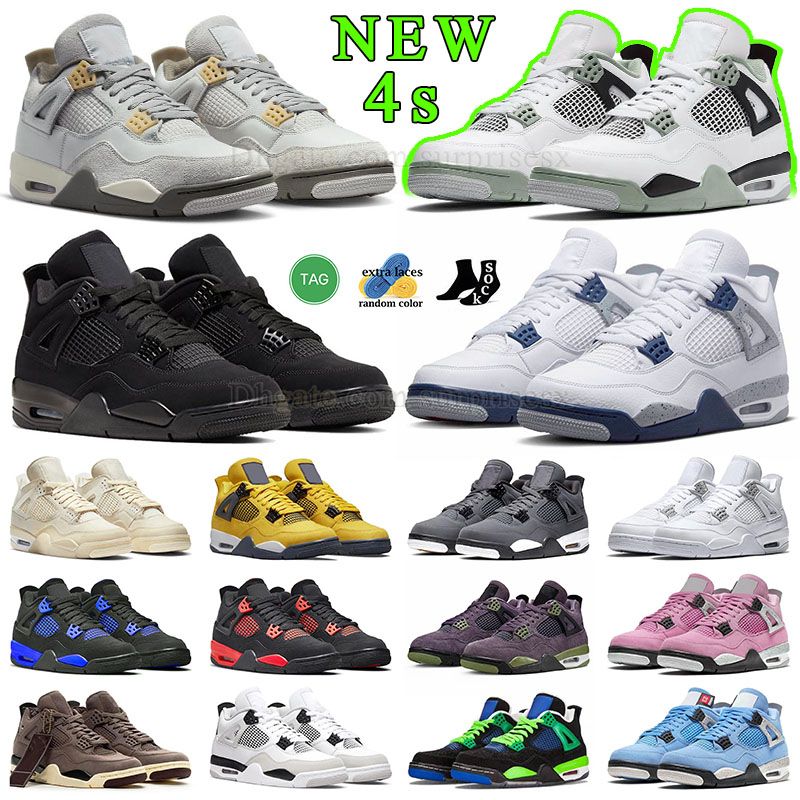 

4 Jorda Basketball Shoes Jumpman IV Military Black Cat 4s Sneakers J4 Seafoam Red Thunder Offs White Cement Oreo Pure Money Jorden 4 Photon, J30 orange-metallic 36-47