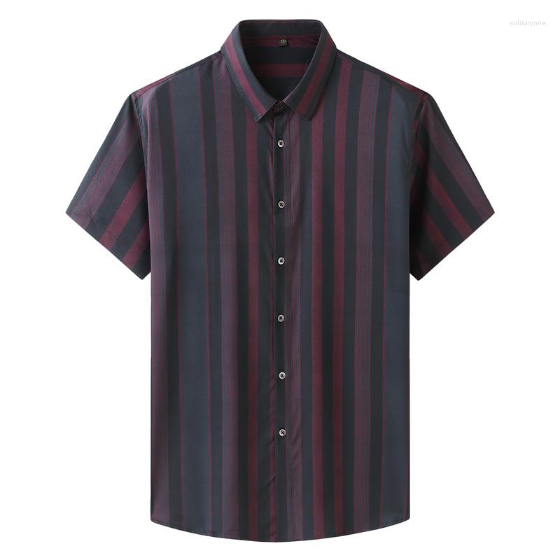 

Men's Casual Shirts Men Vacation Beach Short Sleeve Man Striped Daily Wear Tops Clothing Office Business Dress Shirt Big 150kg Size, As shown(no watch