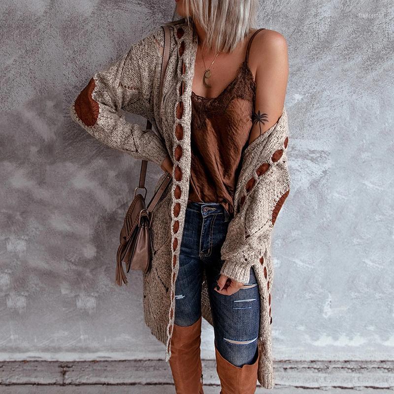 

Women' Knits Solid Color Cardigan Long-sleeved Knitted Sweater Women' Hollow Knit Casual 2022 Loose Mid-length, Gray