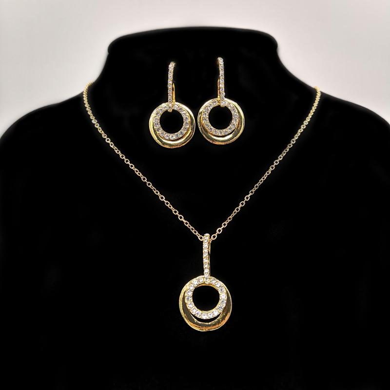 

Necklace Earrings Set Fancy Earring Crystal Jewellery Suite Mde In Yiwu Purchase Cristal Gold Jewelry, Picture shown