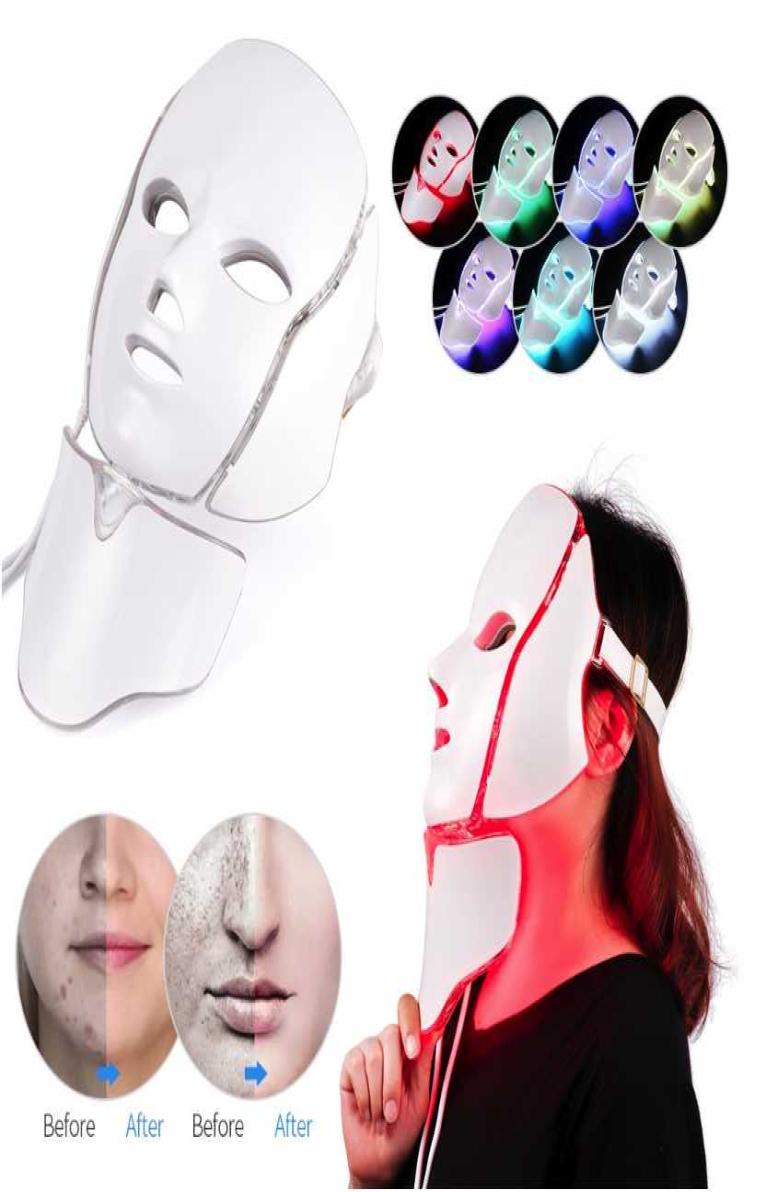 

7 Color Led Facial Mask Therapy Face Mask Light Therapy Acne Neck Mask With Microcurrent for Skin3141929