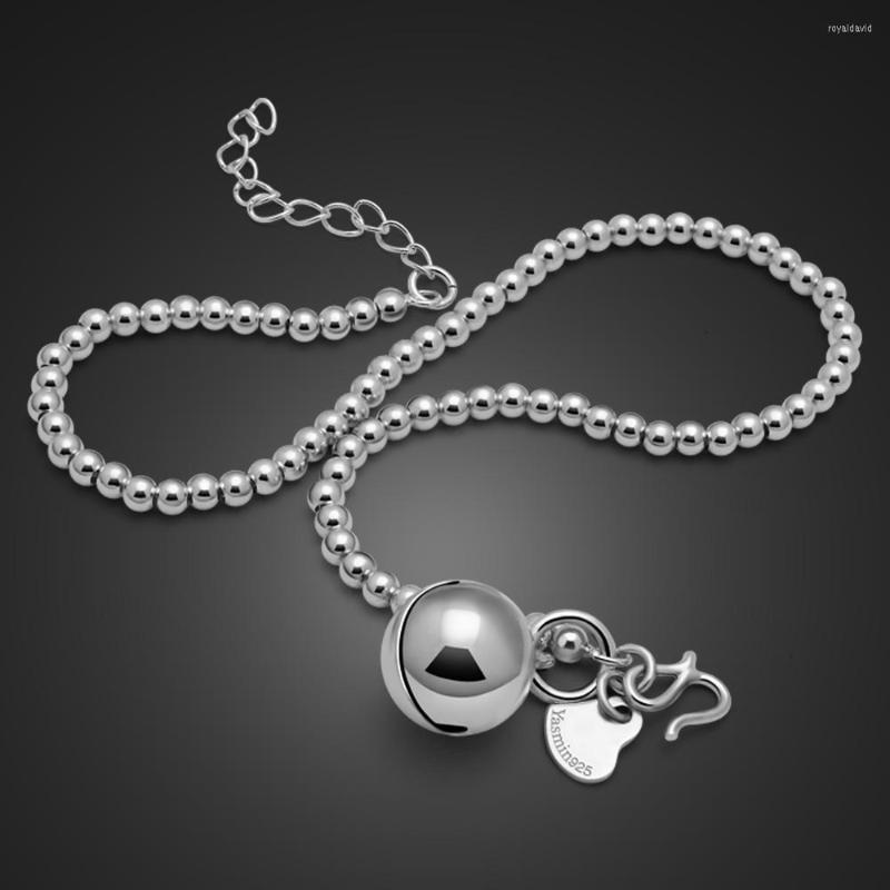 

Anklets Fashion 925 Sterling Silver Bells Cute Beach Foot 27 Cm Simple Beads Bohemia Bracelet Women Jewelry Gift