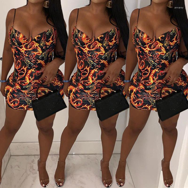 

Casual Dresses Spaghetti Strap Mini Women Dress Sexy Backless High Waist Sheat Fashion Print Bodycon Summer Club Party 2022 Sleeveless, Orange