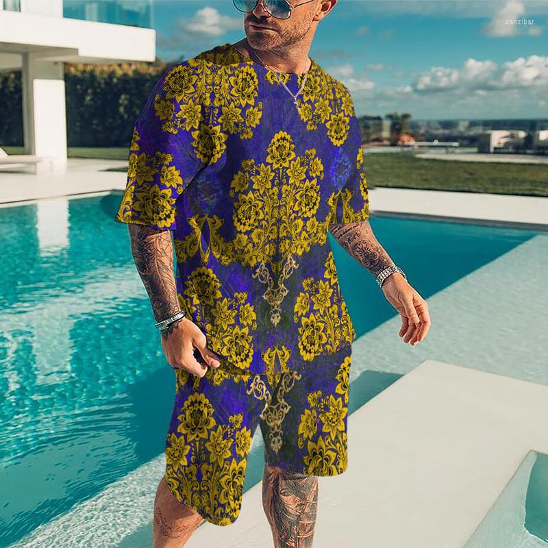 

Men's Tracksuits Summer Men's Clothes Men Tracksuit Pajama Fashion Beach Shorts Set 3D Printing Lettering Sportswear Sets Short-Sleeved, Kz-ot925