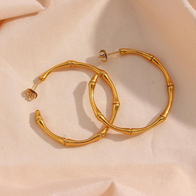 

Hoop Earrings 2022 Classic Stainless Steel Smooth Metal Large For Woman Fashion Korean Jewelry Daily Wear Gifts