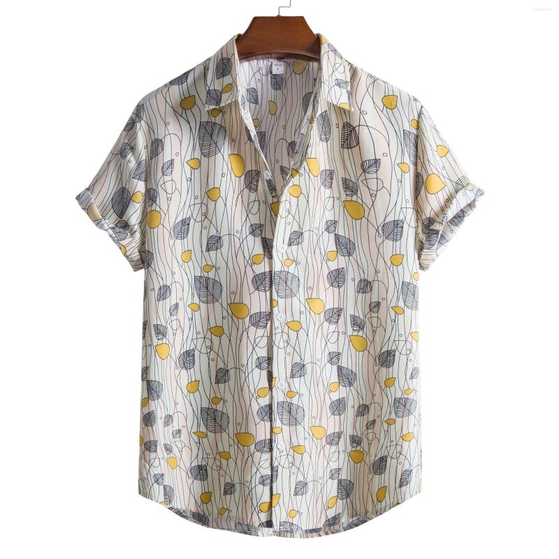 

Men's Casual Shirts 2022 Summer Men's Beach Shirt Print Short Sleeve Lapel Top, A13