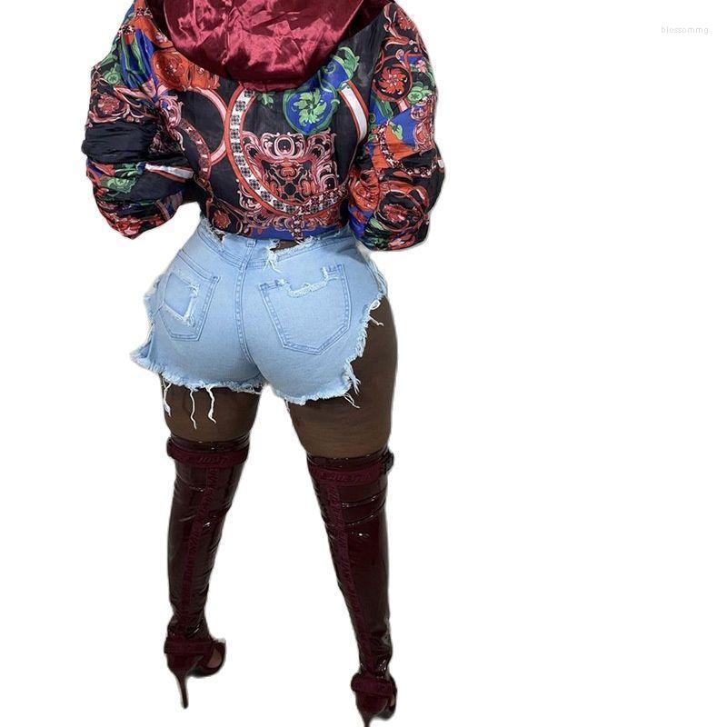 

Women's Shorts 2022 Arrival Women Hole Sexy & Club High Regular Jeans Denim Short, Dark blue