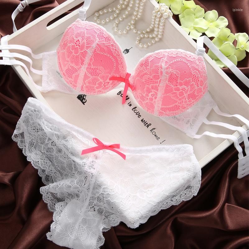 

Bras Sets Sexy 3/4 Cup Lace Bra Panties Set Women Push Up Briefs Underwear Fashion Seamless Breathable Lingerie Female Gifts, White