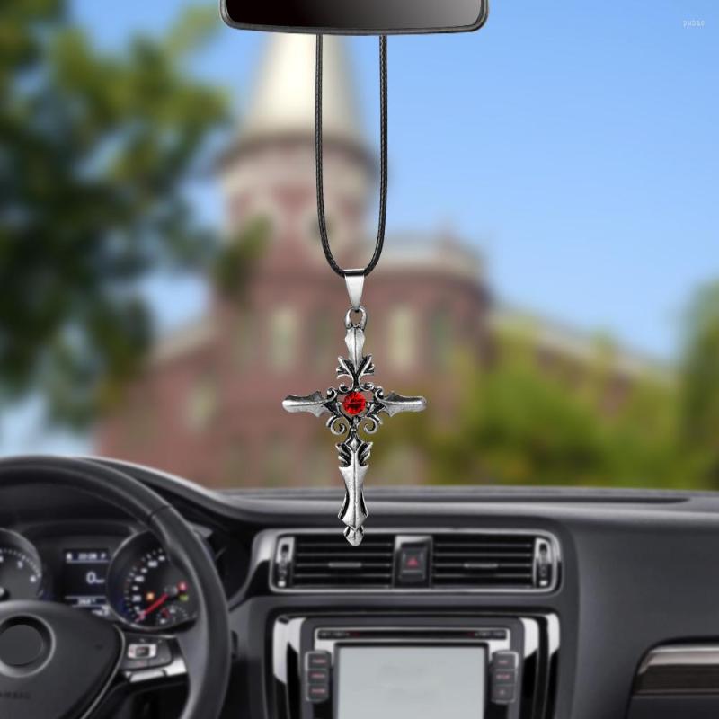 

Interior Decorations Car Pendant Charms Metal Diamond Cross Hanging Ornament Auto Suspension Trim Automotive Internal Rear View Mirror