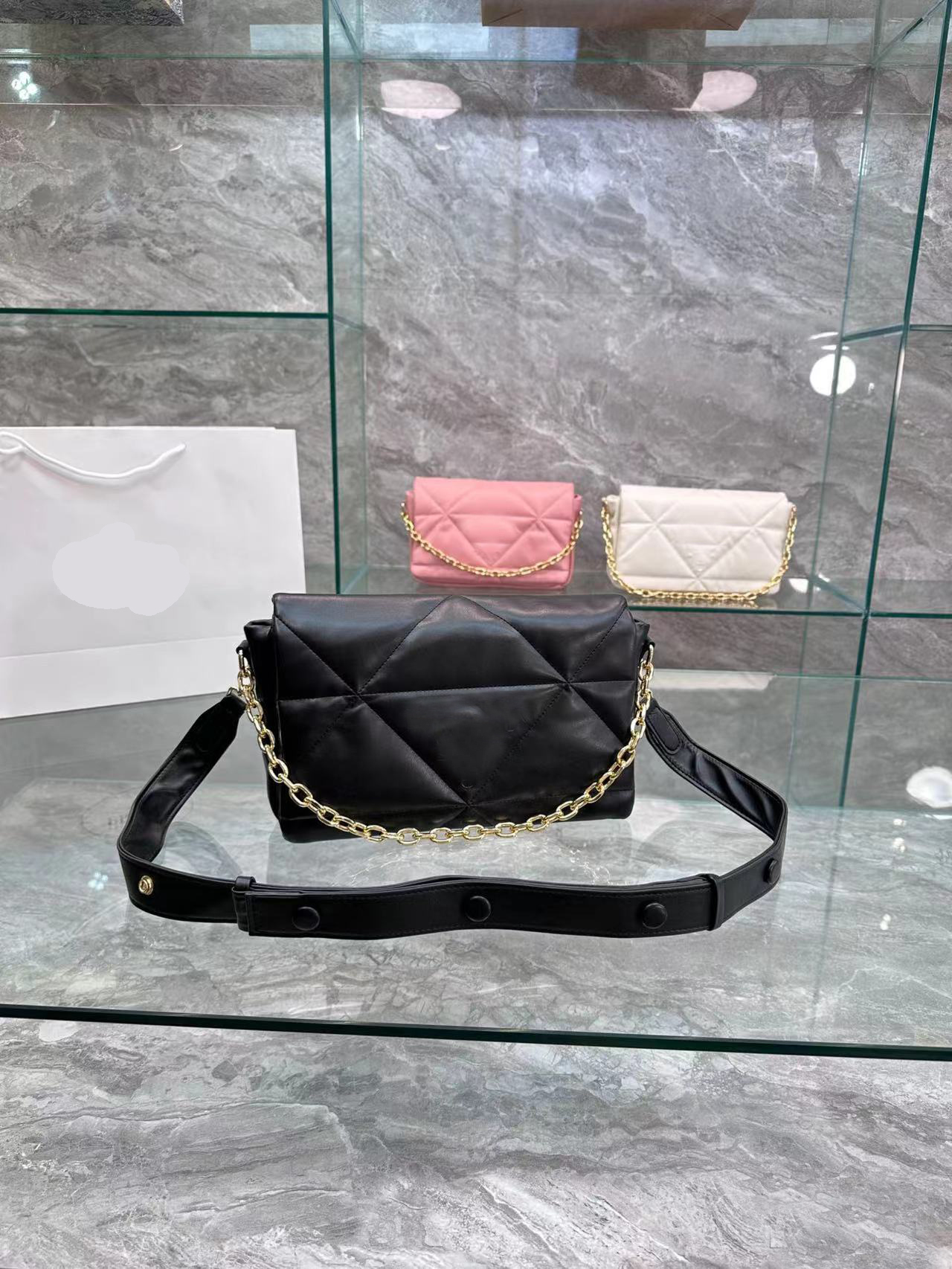 

Designer Messenger Bag Black White Blue Pink 4 color options cross body single shoulder Backpack Men women alike