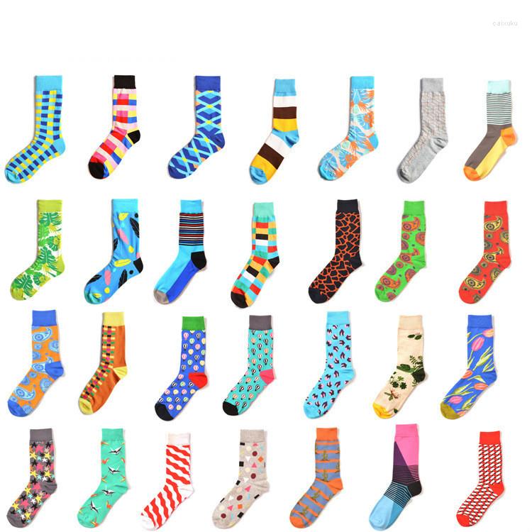 

Men's Socks PEONFLY Brand 2022 Autumn Ly Winter Men Fashion Hip Hop 29 Colors Colorful Cotton Animal Floral Submarine Happy, 25
