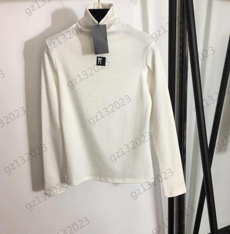 

Womens T-shirts Front Letter Logo High Collar Long-sleeved Pullover T-shirt Tees Classic Joker Style Thickened Warm Undershirt Tops Fashion Brand Women Apparel 1970, 16