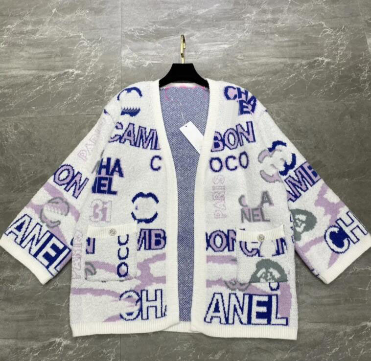 

designer 23ss Autumn and Winter Fashion Wool Knit Sweater Brand Black White Crochet Mujer Sweaters Coat Womens Stripes Knitting V-neck CasualNW7A