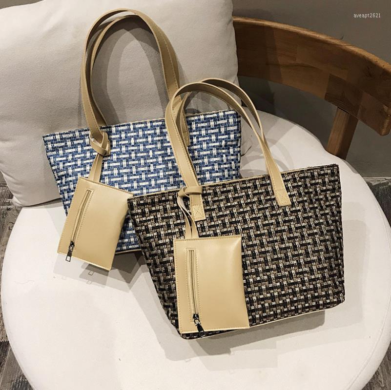 

Evening Bags Large Capacity Multipurpose Shoulder Bag Casual Tote For Women Plaid Print Handbag With Small Wallet Girls, Black