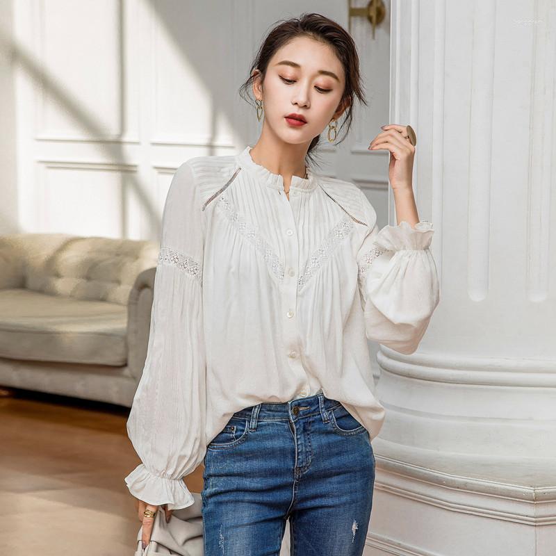 

Women' Blouses FairyNatural French Casual Puff Sleeve Ladies Tops And 2022 Summer Women Loose Ruffles White Shirts Autumn