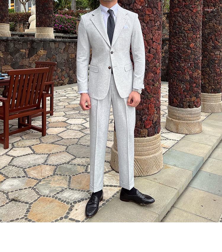 

Men's Suits Xc1443 Fashion Men's Sets 2022 Runway Luxury European Design Party Style Clothing, Gray