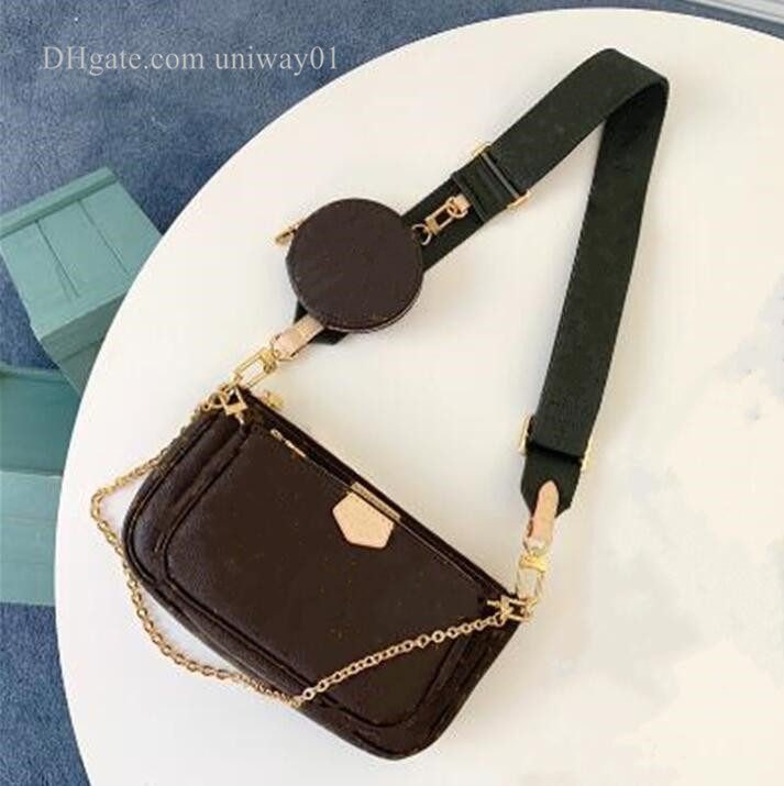 

Quality Designer Women Shoulder bags woman bag Handbag original box clutch purse cross body with patterns flowers letters three in one, Red strap