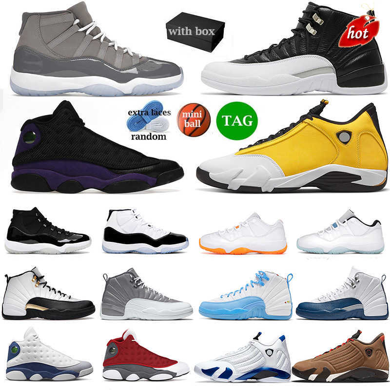 

OG 11 12 13 14 With box basketball shoes men Jumpman 11s cool grey bred concord 12s Playoffs Royalty Taxi 13s Court Purple french blue 14s
