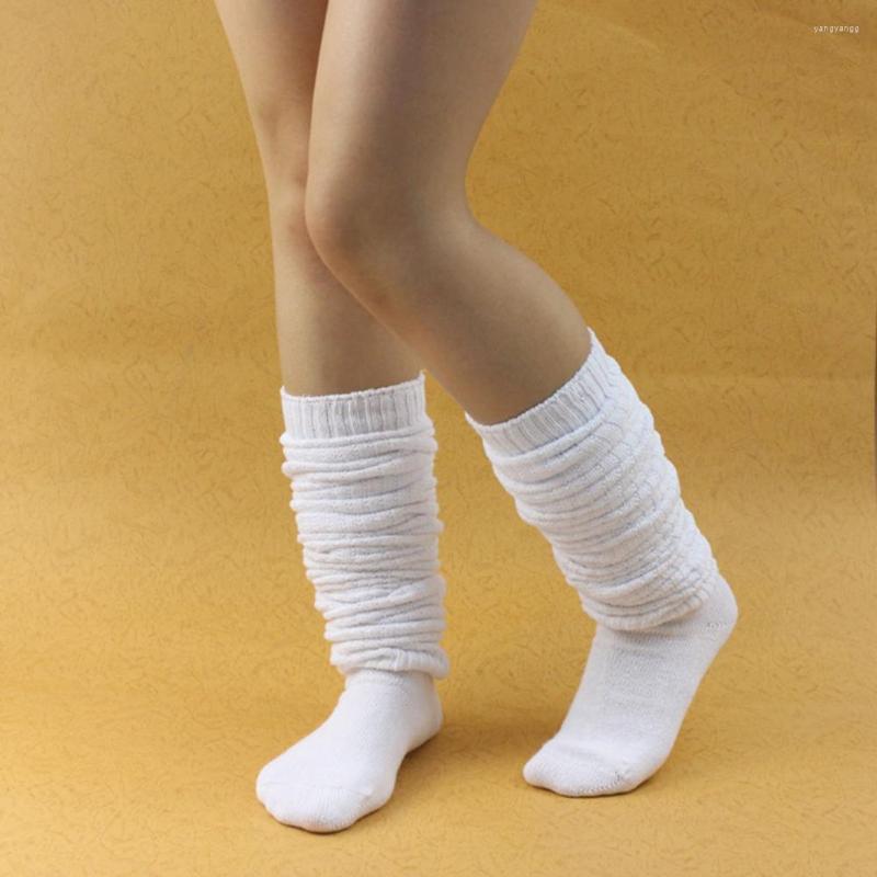 

Women Socks 1 Pair Scrunch Stylish Polyester Solid Color Adjustable Boot For Office Slouch, White