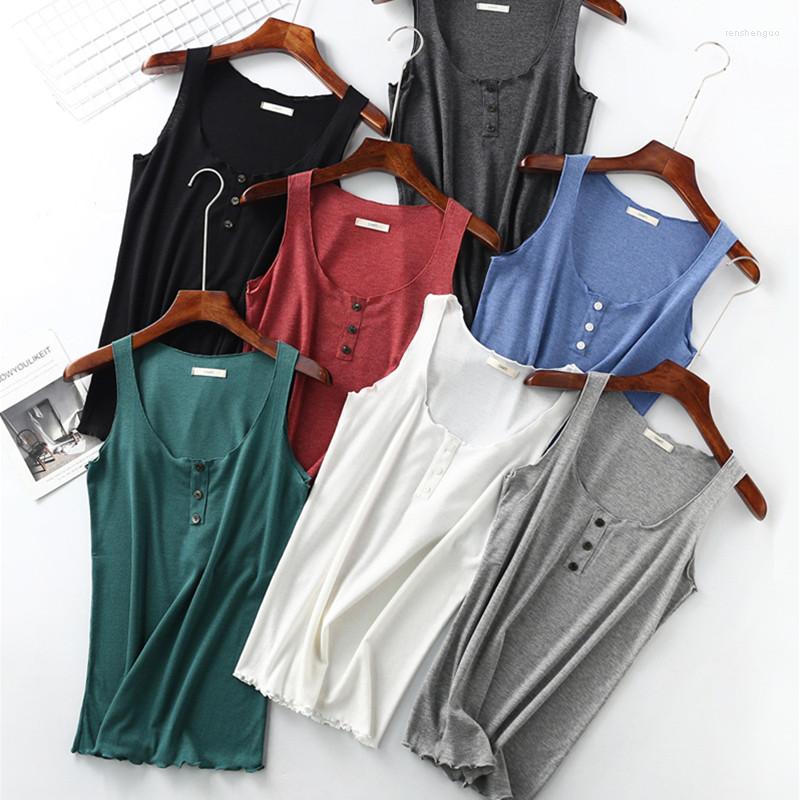 

Women's Sleepwear Daeyard 2022 Cotton Pajamas Women Summer Solid Vest Sexy Sleeveless Tank Top Harajuku Korean Female Off Shoulder Knitted, Black