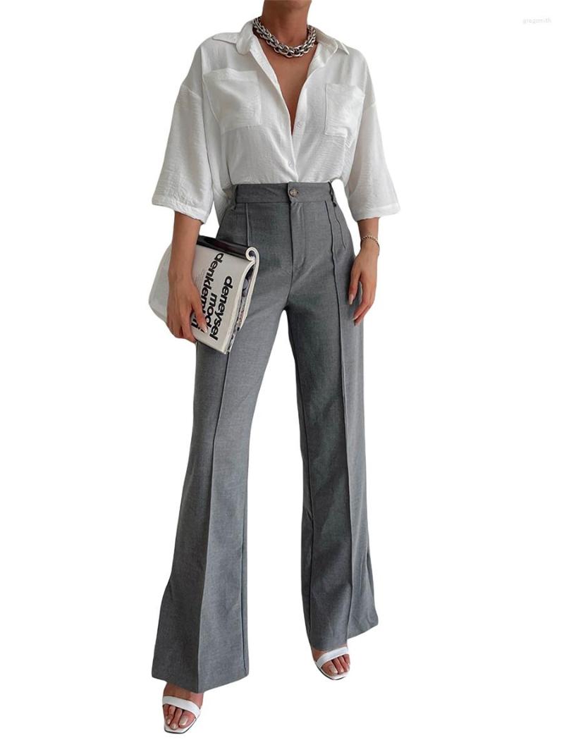 

Women' Pants Women High Waist Casual Bootcut Long Palazzo Trousers Comfy Work Dress Split Hem Flare Leg Regular For Office, Black