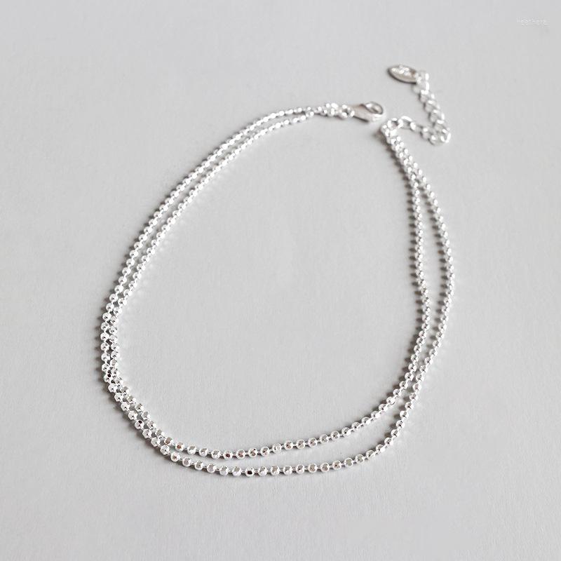 

Anklets 925 Sterling Silver Female Ankle Foot Leg Bracelet Accessories Simple Beads Double Layered Bead Chains For Women Jewelry