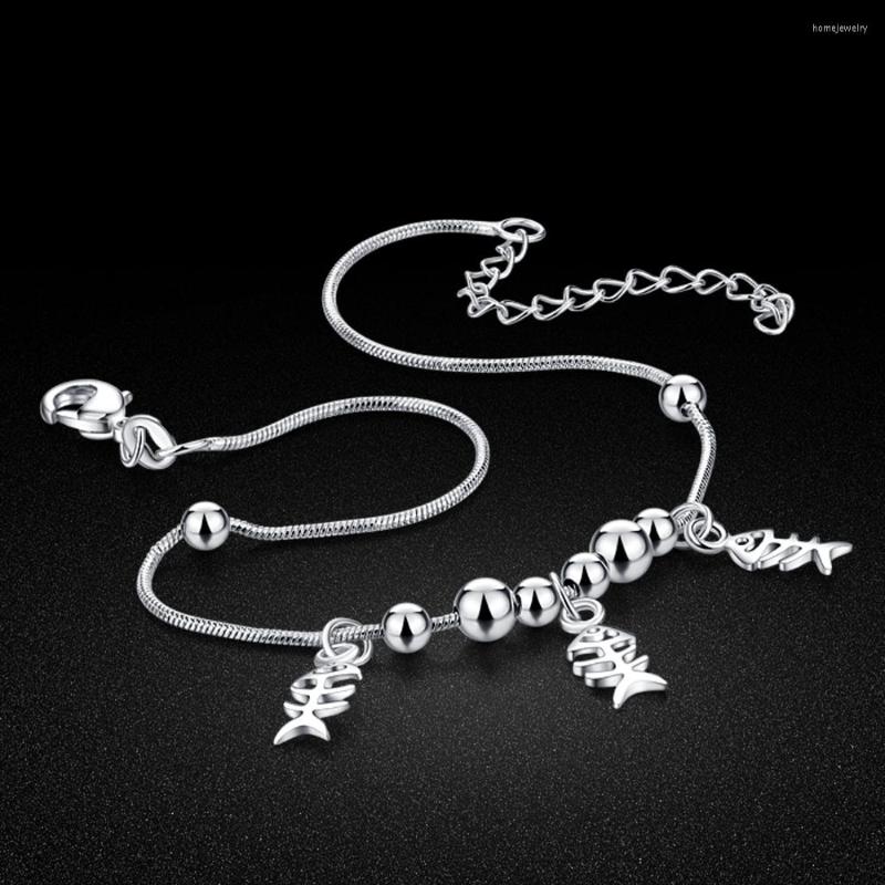

Anklets Creative Silver Fish Bone Anklet Women's 925 Sterling Ankle Chain Minimalist Woman Cool Sandals Jewelry Birthday Gift
