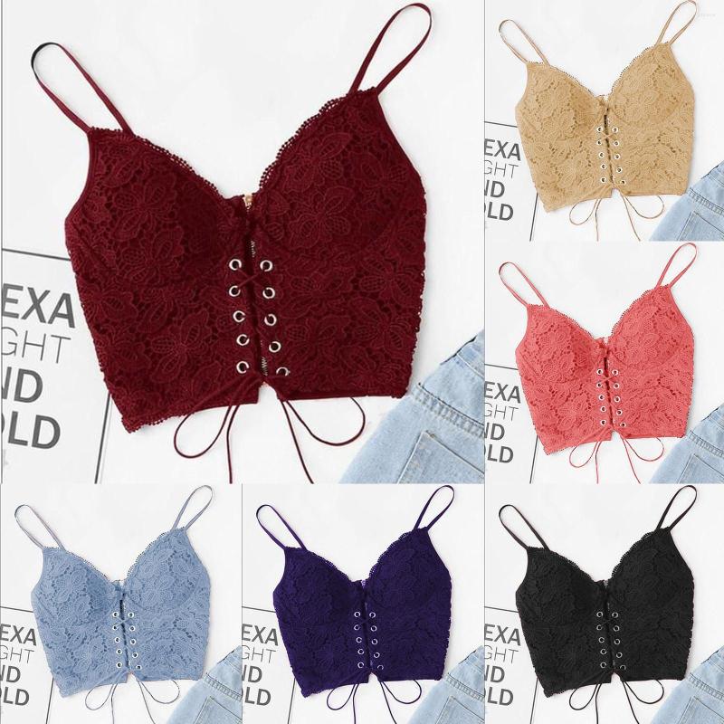 

Women' Tanks 2022 Ladies Summer Vintage Slimming Short Lace-up Underwear Sexy Vest Top Zip Back Lace Camisole Womens Backless Crop Tops, Black