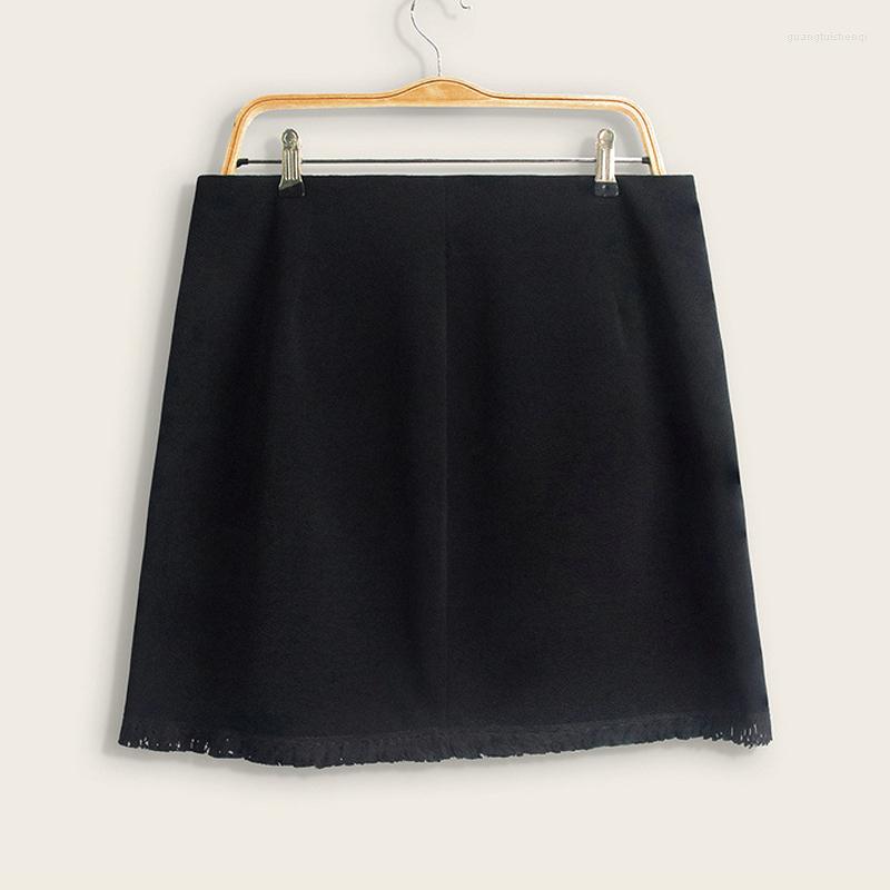 

Pants 2022 Plus Size Women's Knitted Casual Elegant Tassel Skirt Bag Hip Short Pure Black Pattern Zipper Leisure Home, Black skirt