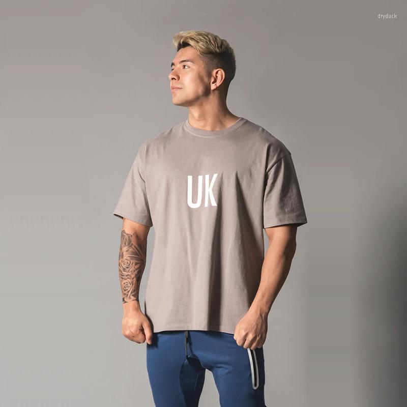 

Men's T Shirts Men Tshirt Fashion Casual Street Wear Loose Gym Workout Half Sleeve Drop Shoulder For, Khaki
